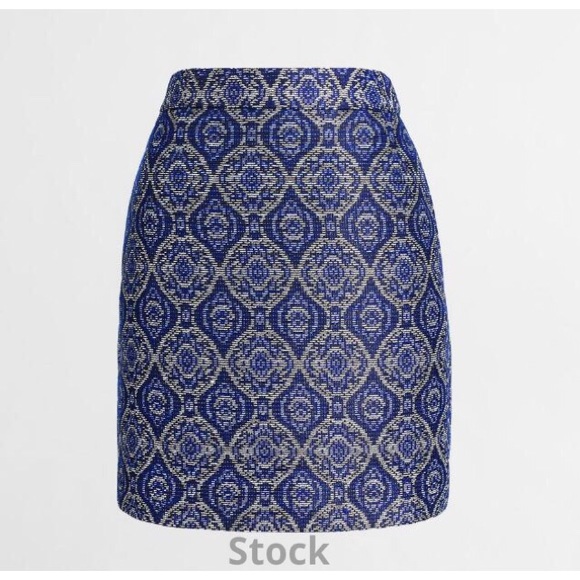 J CREW FACTORY Jacquard Mini Skirt Blue Moroccan - Picture 2 of 8